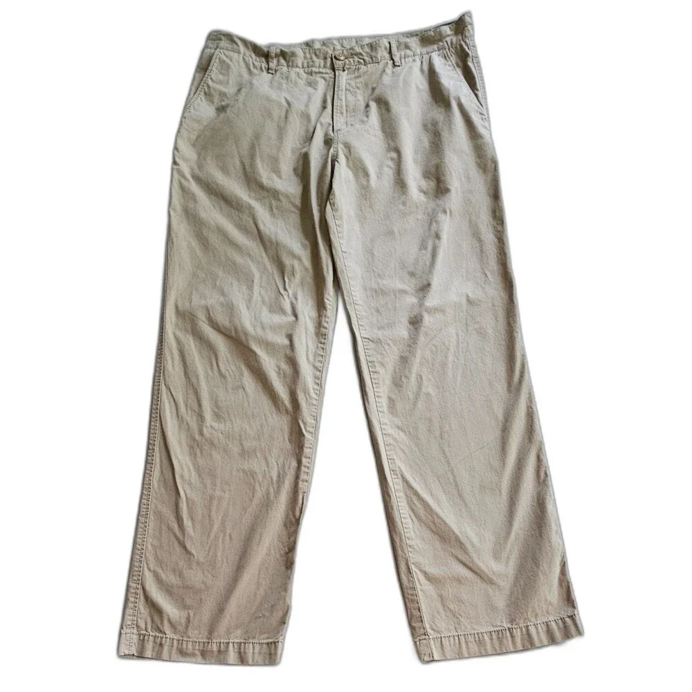 Lacoste Mens 38 Beige Chino Pants Classic Fit Cotton Twill Trousers Quiet Luxury
